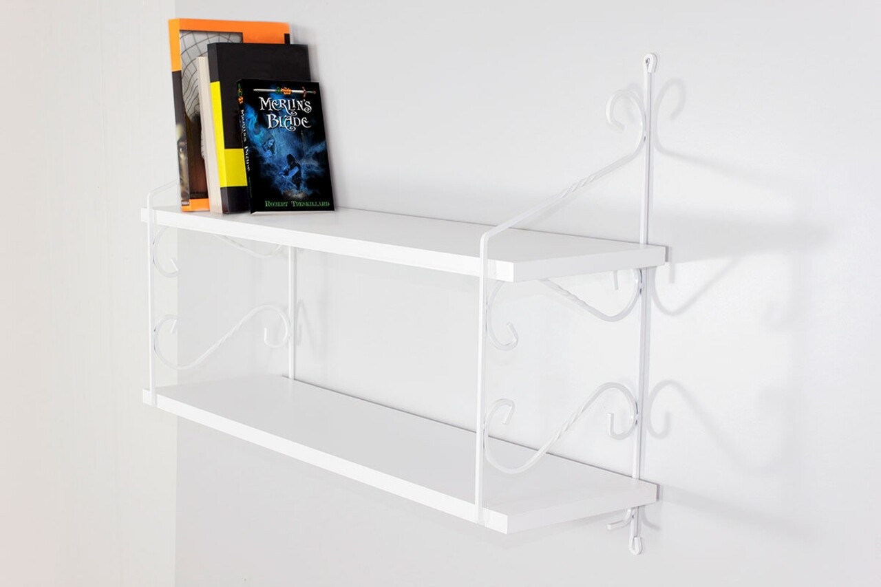 Raft pentru perete Seramoni, Decormet, 2 nivele, 72x20x51 cm, alb - imagine 3
